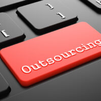 Outsourcing on Red Keyboard Button Outsourcing on Red Keyboard Button