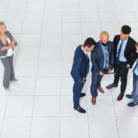 Business Men Group Discussion Meeting Using Tablet Computer, Businessmen Community Together, Businesswoman Stand Aside Concept Gender Women Rights Discrimination Business Men Group Discussion Meeting Using Tablet Computer, Businessmen Community Together, Businesswoman Stand Aside Concept Gender Women Rights Discrimination