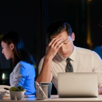 businessman overtime work businessman overtime work
