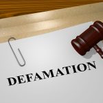Render illustration of Defamation title on Legal Documents